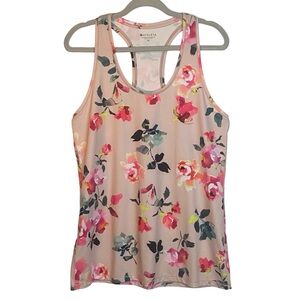 Athleta Womens Shanti Pink Floral Yoga Athletic Racerback Tank Top Size XL